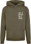 Merchcode Kapuzensweatshirt Life Is Better Basic Hoody Dunkelgrün/Grün