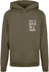 Merchcode Kapuzensweatshirt Life Is Better Basic Hoody Dunkelgrün/Grün