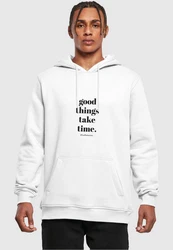 Merchcode Kapuzensweatshirt Good Things Take Time Hoody Weiß/Gelb/Creme
