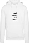 Merchcode Kapuzensweatshirt Good Things Take Time Hoody Weiß/Gelb/Creme