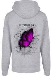 Merchcode Kapuzensweatshirt Butterflies Basic Hoody (1-tlg) Grau/Hellgrau