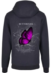 Merchcode Kapuzensweatshirt Butterflies Basic Hoody (1-tlg) Dunkelblau/Dunkelgrau/Blau