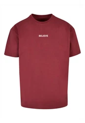 Merchcode T-Shirt Believe Front Heavy Oversized Tee Dunkelrot/Rot/Braun