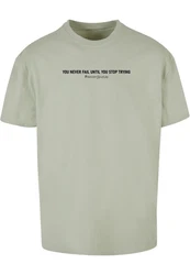 Merchcode T-Shirt Never Give Up Heavy Oversized Tee Dunkelgrün/Grün/Khaki/Hellgrün