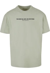 Merchcode T-Shirt Never Give Up Heavy Oversized Tee Dunkelgrün/Grün/Khaki/Hellgrün
