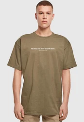 Merchcode T-Shirt Never Give Up Heavy Oversized Tee Dunkelgrün/Khaki
