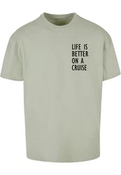 Merchcode T-Shirt Life Is Better Heavy Oversized Tee Grün/Dunkelgrün/Hellgrün/Khaki
