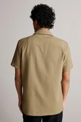 Next Kurzarmhemd mit Waffelstruktur Beige/Khaki/Braun