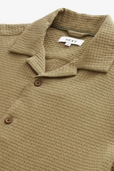Next Kurzarmhemd mit Waffelstruktur Beige/Khaki/Braun