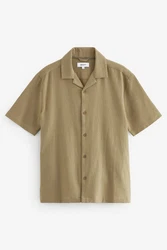 Next Kurzarmhemd mit Waffelstruktur Beige/Khaki/Braun