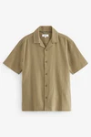 Next Kurzarmhemd mit Waffelstruktur Beige/Khaki/Braun