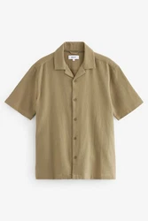 Next Kurzarmhemd mit Waffelstruktur Beige/Khaki/Braun