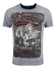 Key Largo T-Shirt Montana USA Biker Print Motiv Grau/Blau/Rot