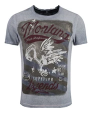 Key Largo T-Shirt Montana USA Biker Print Motiv Grau/Blau/Rot