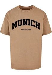 Merchcode T-Shirt Munich Wording Tee Beige/Braun/Dunkelrot/Rot