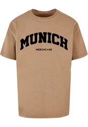 Merchcode T-Shirt Munich Wording Tee Beige/Braun/Dunkelrot/Rot