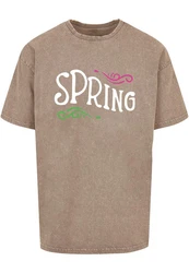 Merchcode T-Shirt Herren Spring Text Oversized Tee Grün/Braun