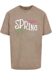 Merchcode T-Shirt Herren Spring Text Oversized Tee Grün/Braun