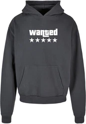Merchcode Kapuzensweatshirt Wanted Ultra Heavy Hoody Schwarz/Dunkelgrau/Dunkelblau/Orange