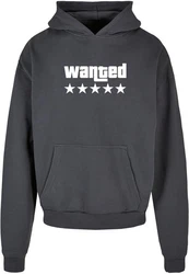 Merchcode Kapuzensweatshirt Wanted Ultra Heavy Hoody Schwarz/Dunkelgrau/Dunkelblau/Orange
