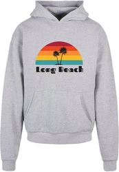 Merchcode Kapuzensweatshirt Long Beach Ultra Heavy Hoody Grau/Orange/Hellgrau