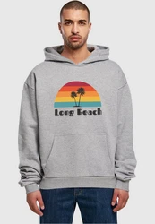 Merchcode Kapuzensweatshirt Long Beach Ultra Heavy Hoody Grau/Orange/Hellgrau
