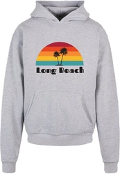 Merchcode Kapuzensweatshirt Long Beach Ultra Heavy Hoody Grau/Orange/Hellgrau