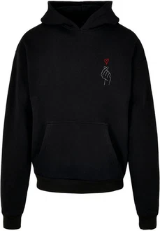 Merchcode Kapuzensweatshirt Heart Ultra Heavy Hoody Schwarz/Rosa/Rot Merchcode Kapuzensweatshirt Heart Ultra Heavy Hoody Schwarz/Rosa/Rot