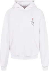 Merchcode Kapuzensweatshirt Heart Ultra Heavy Hoody Weiß/Rosa/Creme