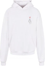 Merchcode Kapuzensweatshirt Heart Ultra Heavy Hoody Weiß/Rosa/Creme