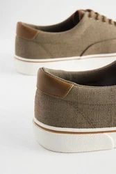 Next Klassischer Stoffschuh Sneaker Khaki/Dunkelgrün