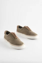 Next Klassischer Stoffschuh Sneaker Khaki/Dunkelgrün