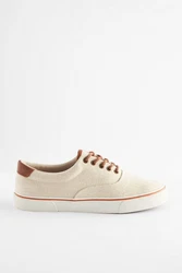 Next Klassischer Stoffschuh Sneaker Creme/Khaki/Beige/Orange/Rot