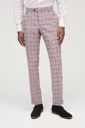 Anzughose Slim Fit Anzughose mit Karomuster und Besatz (1-tlg)