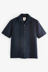 Next Kurzarmhemd mit Waffelstruktur Blau/Hellblau