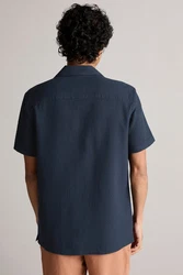 Next Kurzarmhemd mit Waffelstruktur Blau/Hellblau