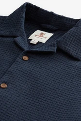 Next Kurzarmhemd mit Waffelstruktur Blau/Hellblau