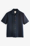 Next Kurzarmhemd mit Waffelstruktur Blau/Hellblau