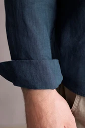 Next Langarmhemd aus Leinengemisch Dunkelblau/Khaki/Hellblau/Blau