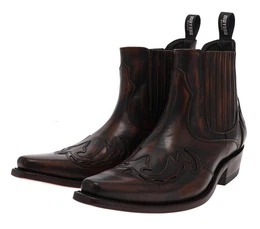 MB021 Braun Westernstiefelette Rahmengenhte Westernstiefelette