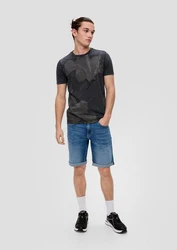 QS Kurzarmshirt T-Shirt mit Frontprint Dunkelgrau/Schwarz/Grau/Hellblau/Dunkelblau