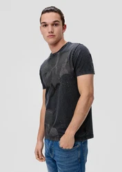 QS Kurzarmshirt T-Shirt mit Frontprint Dunkelgrau/Schwarz/Grau/Hellblau/Dunkelblau