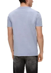 QS Kurzarmshirt T-Shirt mit Frontprint Grau/Blau