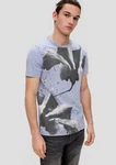 QS Kurzarmshirt T-Shirt mit Frontprint Grau/Blau