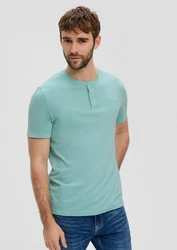s.Oliver Kurzarmshirt T-Shirt mit Henley-Ausschnitt Grün