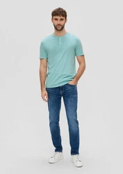 s.Oliver Kurzarmshirt T-Shirt mit Henley-Ausschnitt Grün