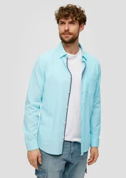 s.Oliver Langarmhemd Slim Fit Hemd Hellblau/Türkis