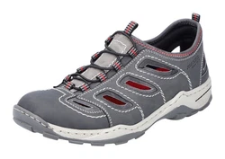 Rieker Slipper Trekking Schuh Grau/Hellgrau/Rot