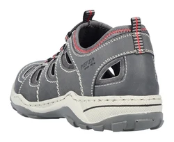 Rieker Slipper Trekking Schuh Grau/Hellgrau/Rot