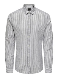 Kurzarmhemd ONSCAIDEN LS STRIPE LINEN SHIRT 660 NOOS